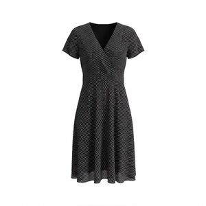 Y2K Flattering Black and White Polka Dot Midi Dress